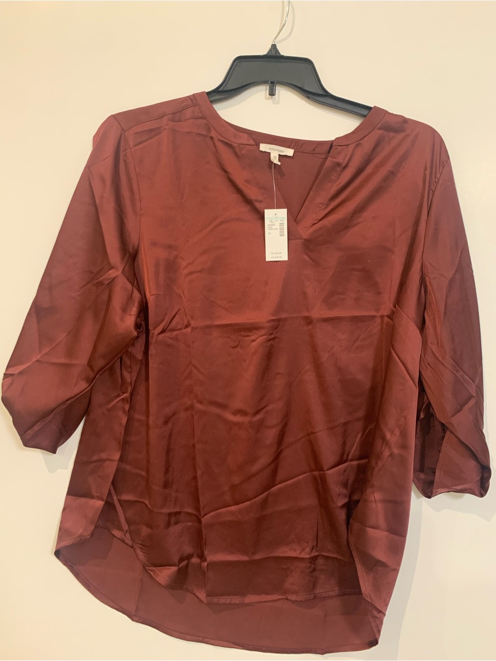 Maurices Satin V-Neck Blouse - it looks burgundy